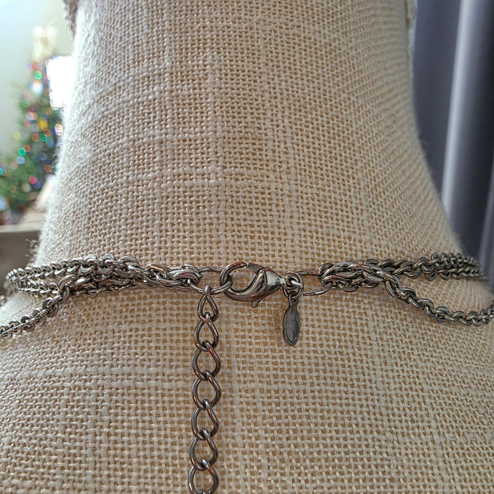 Layered Shell Pearl Charm Necklace Silver Tone Lobster Clasp Adjustable‎ - Picture 5 of 6
